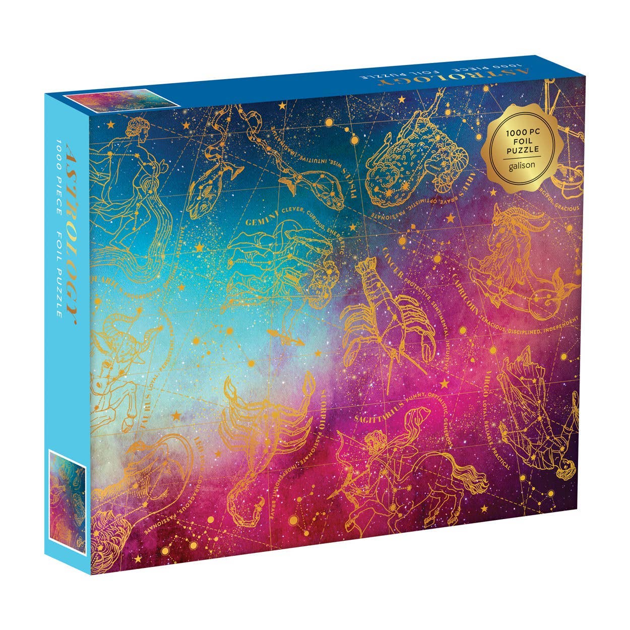 Astrology 1000 Piece Foil Puzzle by Galison – Puzzle with Gold