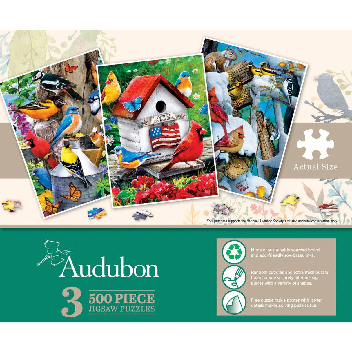 Audubon - 500 Piece Jigsaw Puzzles 3 Pack by Masterpieces - Masterpieces Puzzles - Jigsaw Puzzles - The Puzzle Center