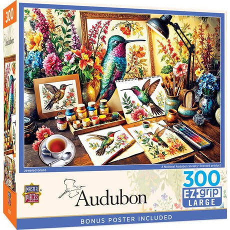 Audubon Jeweled Grace 300 Piece EZ Grip Jigsaw Puzzle | Masterpieces - Jigsaw Puzzles - The Puzzle Center