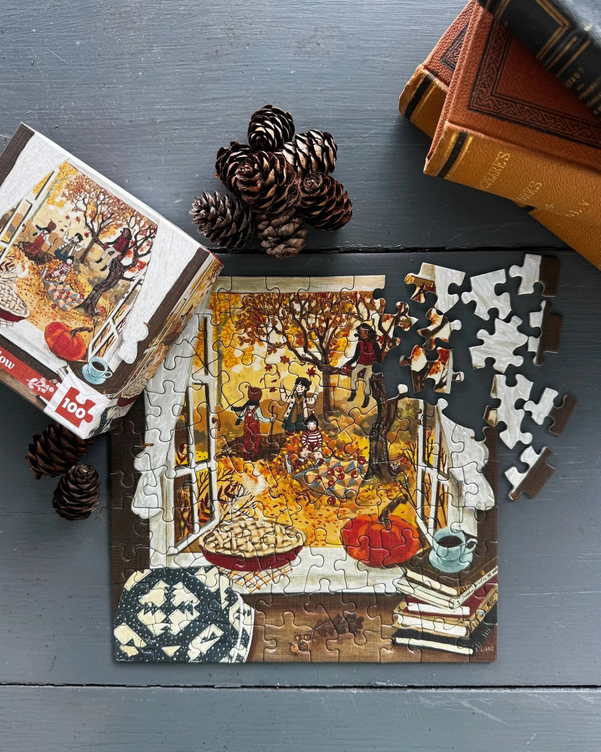 Autumn's Window 100 Piece Mini Jigsaw Puzzle | New York Puzzle Company - Mini Jigsaw Puzzles - The Puzzle Center
