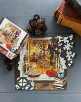Autumn's Window 100 Piece Mini Jigsaw Puzzle | New York Puzzle Company - Mini Jigsaw Puzzles - The Puzzle Center