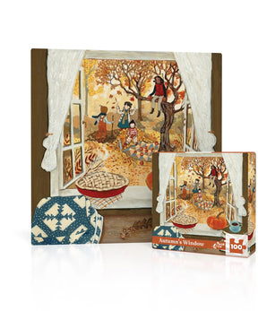 Autumn's Window 100 Piece Mini Jigsaw Puzzle | New York Puzzle Company - Mini Jigsaw Puzzles - The Puzzle Center