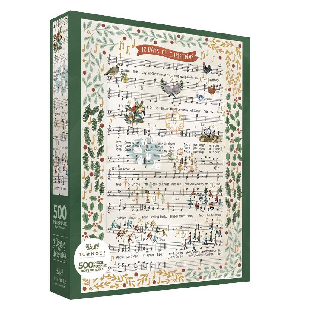12 Days of Christmas Music 500 Piece Jigsaw Puzzle | 1Canoe2