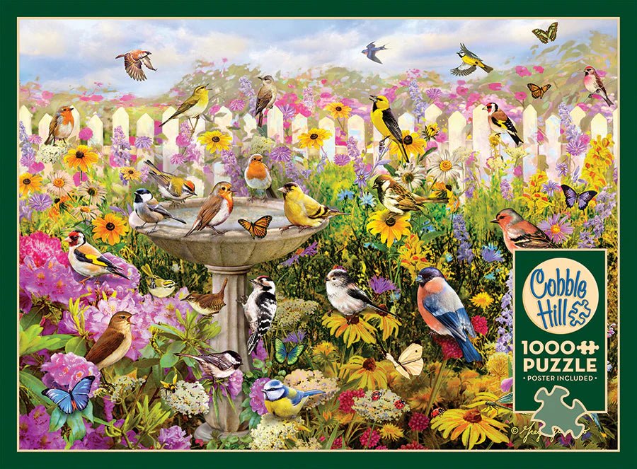 Backyard Bird Bath 1000 Piece Jigsaw Puzzle | Cobble Hill - Jigsaw Puzzles - The Puzzle Center