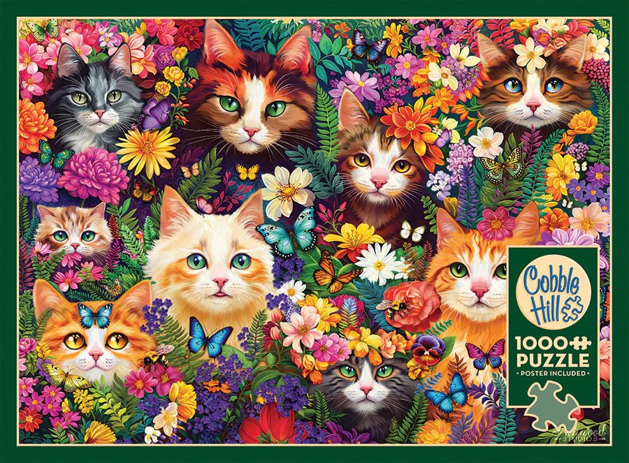 Blooming Whiskers 1000 Piece Jigsaw Puzzle | Cobble Hill Puzzles - Jigsaw Puzzles - The Puzzle Center
