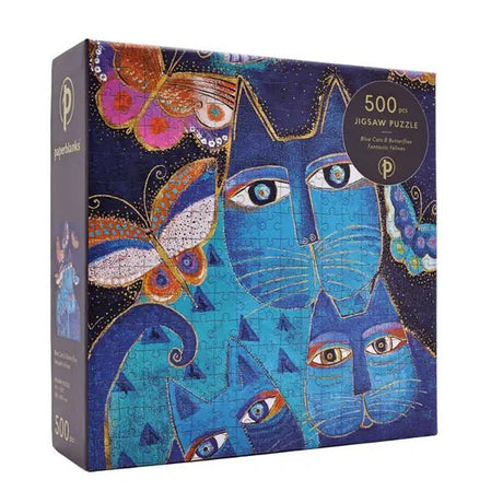 Blue Cats & Butterflies 500 Piece Jigsaw Puzzle Paperblanks - Paperblanks - Jigsaw Puzzles - The Puzzle Center
