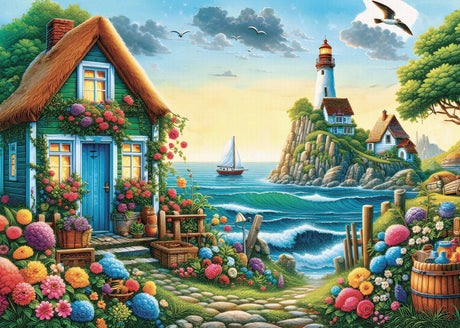 Blue House Bay 1000 Piece Jigsaw Puzzle | JaCaRou Puzzles - Jigsaw Puzzles - The Puzzle Center