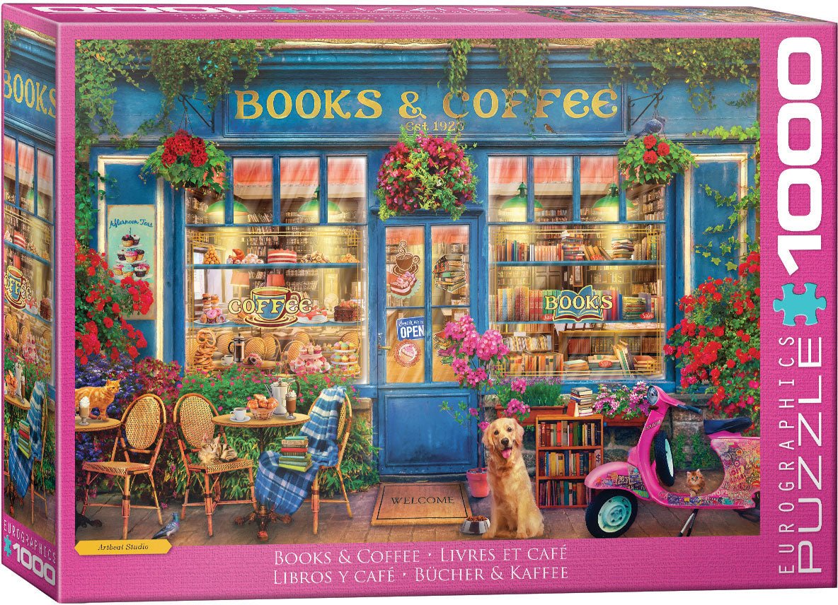 Books & Coffee 1000 Piece Puzzle by Eurographics – Cozy Café – The