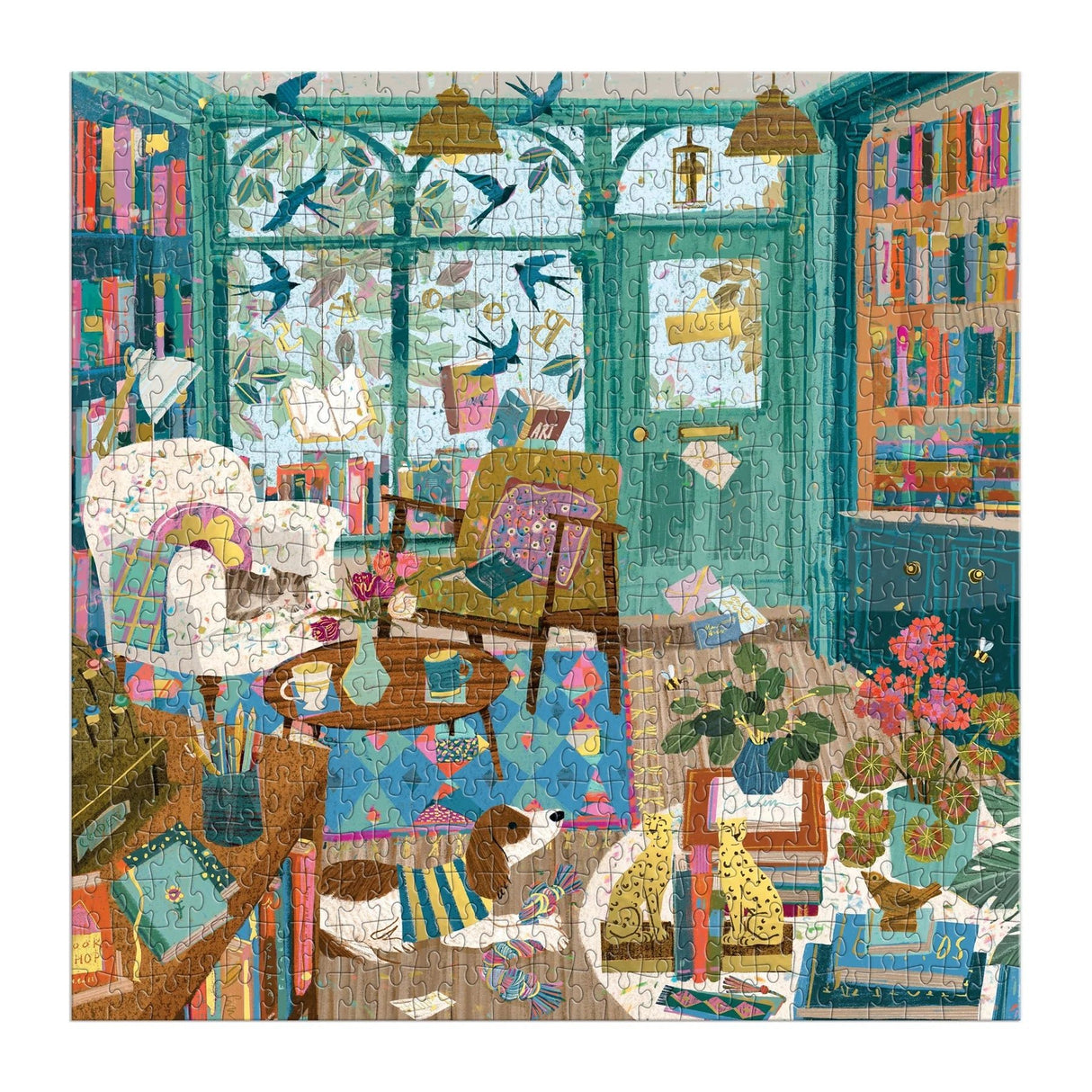 Bookshop Afternoon 500 Piece Foil Jigsaw Puzzle | Galison - Jigsaw Puzzles - The Puzzle Center