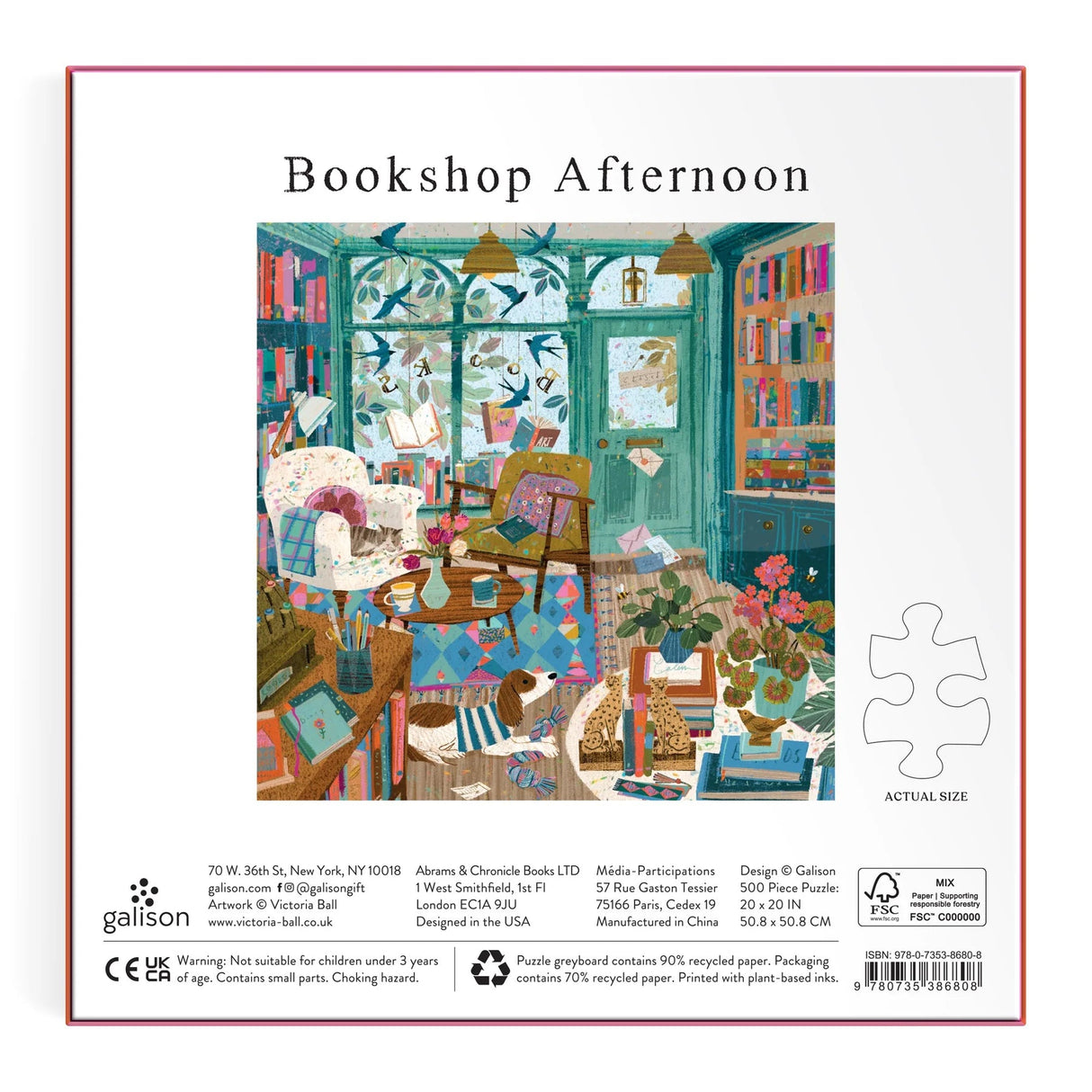 Bookshop Afternoon 500 Piece Foil Jigsaw Puzzle | Galison - Jigsaw Puzzles - The Puzzle Center