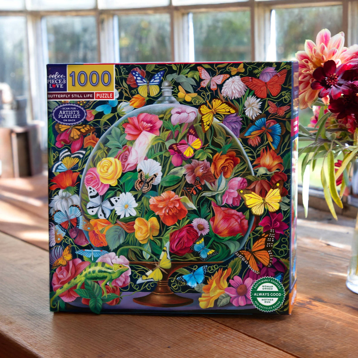 Butterfly Still Life 1000 Piece Jigsaw Puzzle | eeBoo - Jigsaw Puzzles - The Puzzle Center