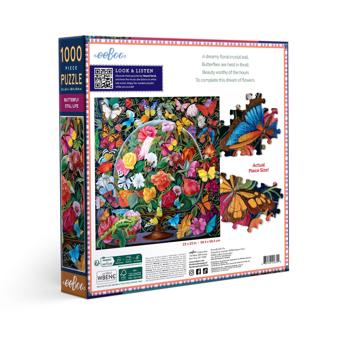Butterfly Still Life 1000 Piece Jigsaw Puzzle | eeBoo - Jigsaw Puzzles - The Puzzle Center