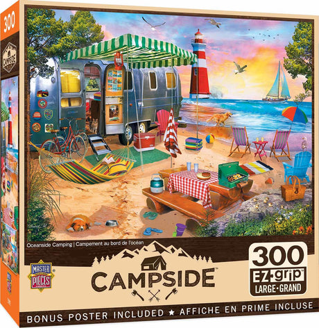 Campside Oceanside Camping 300 Piece EZ Grip Jigsaw Puzzle | Masterpieces - Jigsaw Puzzles - The Puzzle Center