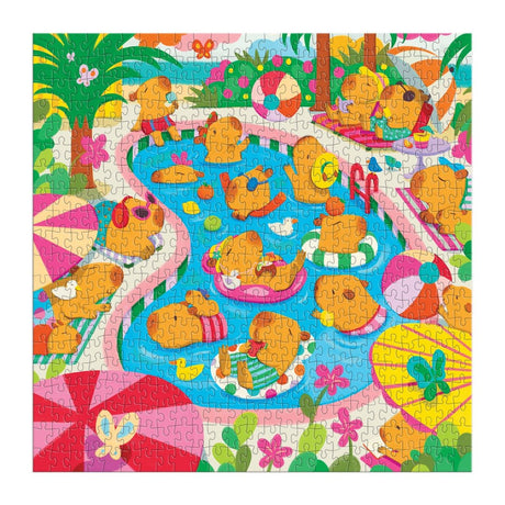 Capybara Pool Day 500 Piece Family Jigsaw Puzzle | Mudpuppy - Jigsaw Puzzles - The Puzzle Center