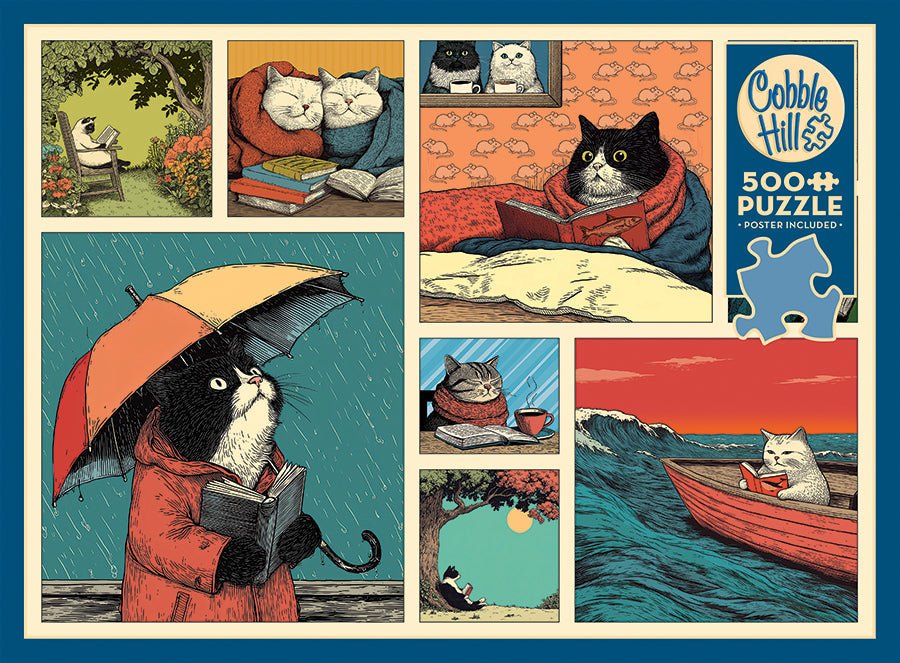 Cats Chillin With Books 500 Piece Jigsaw Puzzle | Cobble Hill - Jigsaw Puzzles - The Puzzle Center