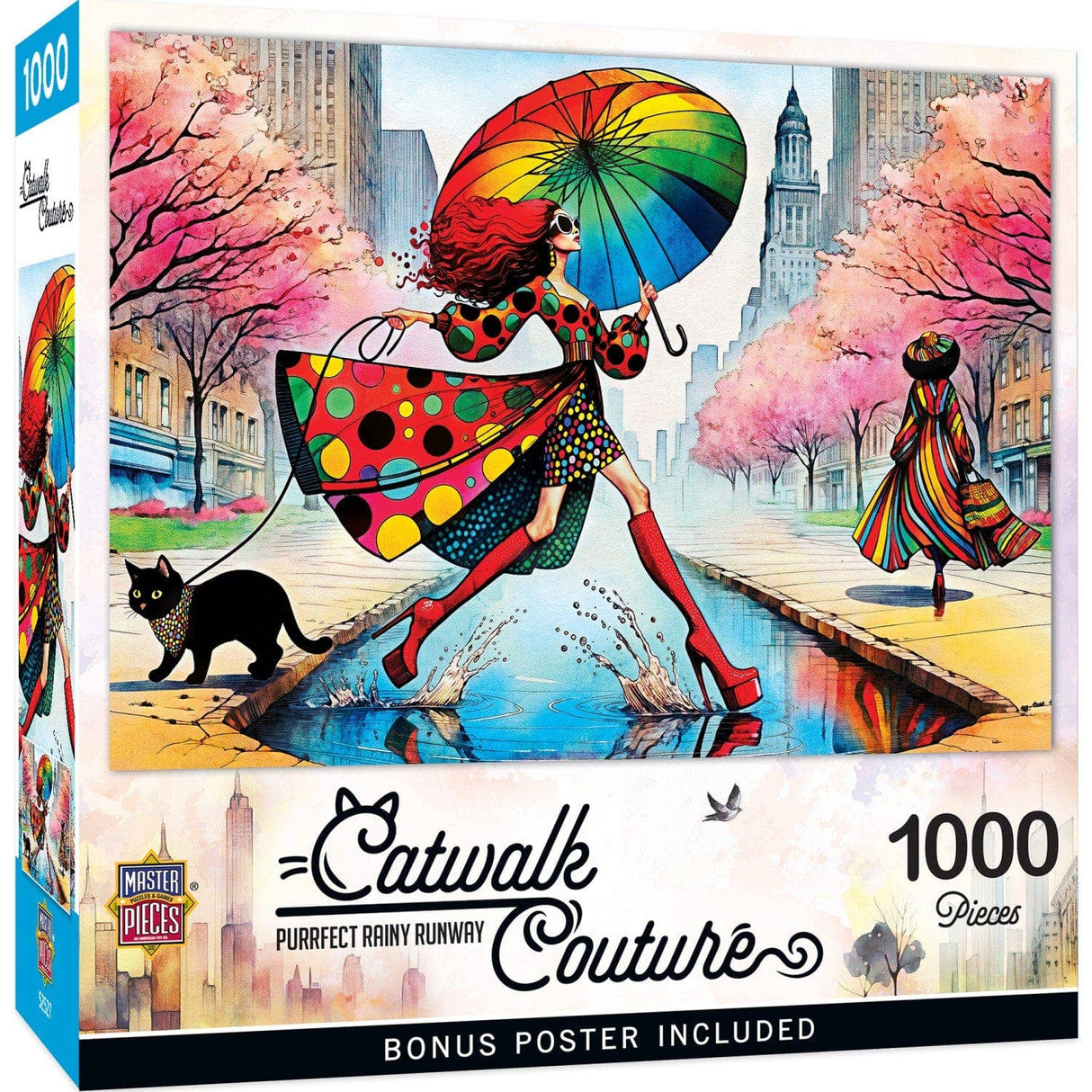 Catwalk Couture - Purrfect Rainy Runway 1000 Piece Jigsaw Puzzle by Masterpieces - Masterpieces Puzzles - Jigsaw Puzzles - The Puzzle Center