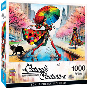 Catwalk Couture - Purrfect Rainy Runway 1000 Piece Jigsaw Puzzle by Masterpieces - Masterpieces Puzzles - Jigsaw Puzzles - The Puzzle Center