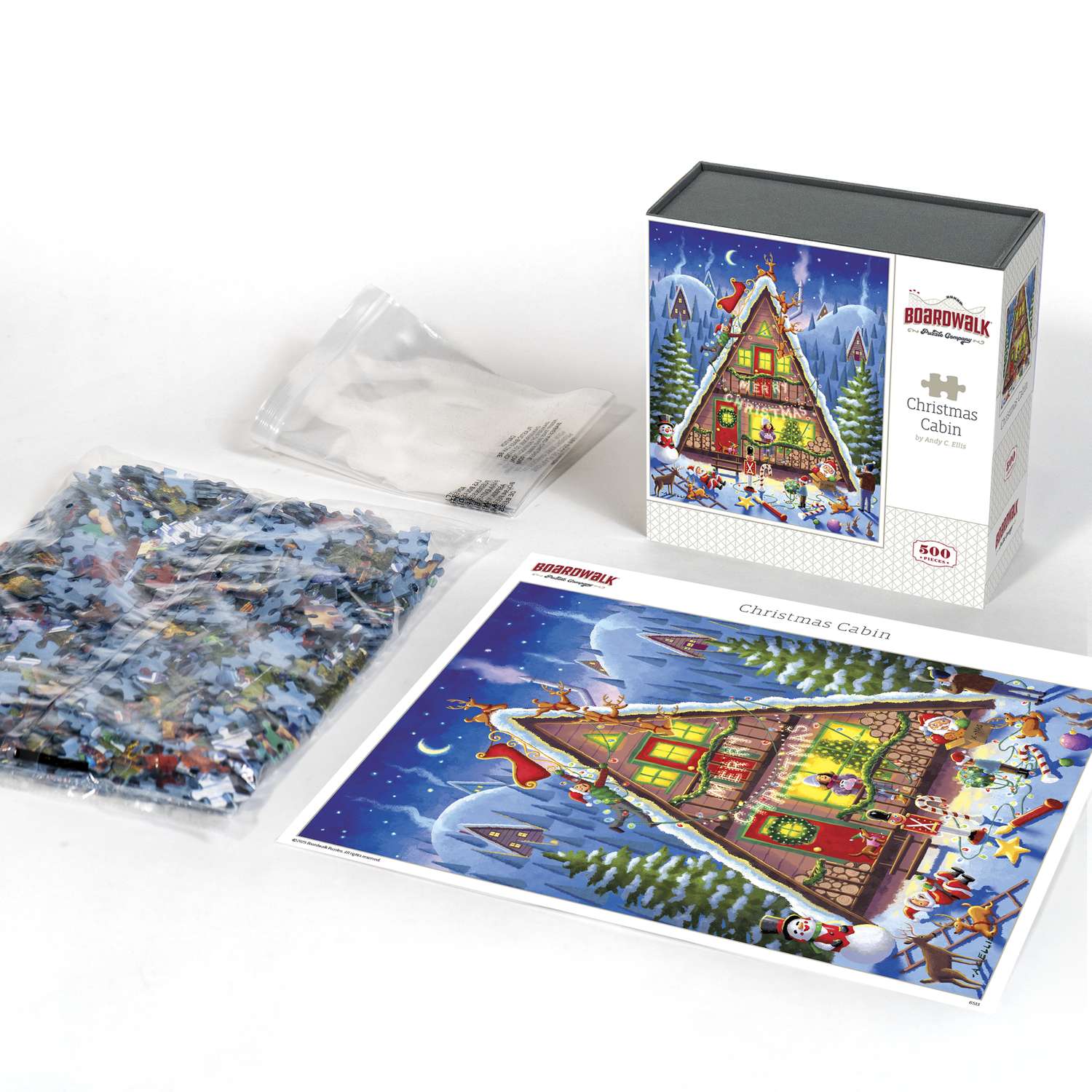 Christmas Cabin 500 Pc Puzzle | Boardwalk – The Puzzle Center