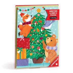 Christmas Critters 60 Piece Greeting Card Puzzle | Mudpuppy - Greeting Card Puzzle - The Puzzle Center