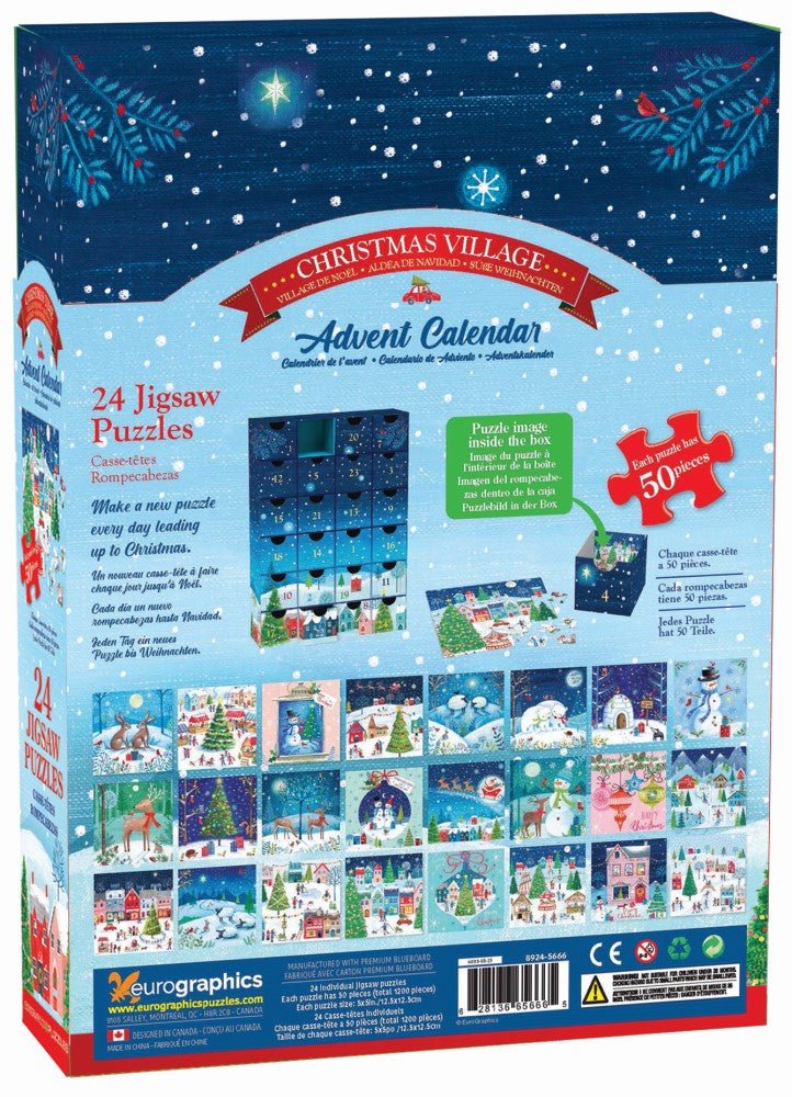 Christmas Village - Advent Calendar 24 x 50 Pcs Jigsaw Puzzles | Eurographics - Jigsaw Puzzles - The Puzzle Center