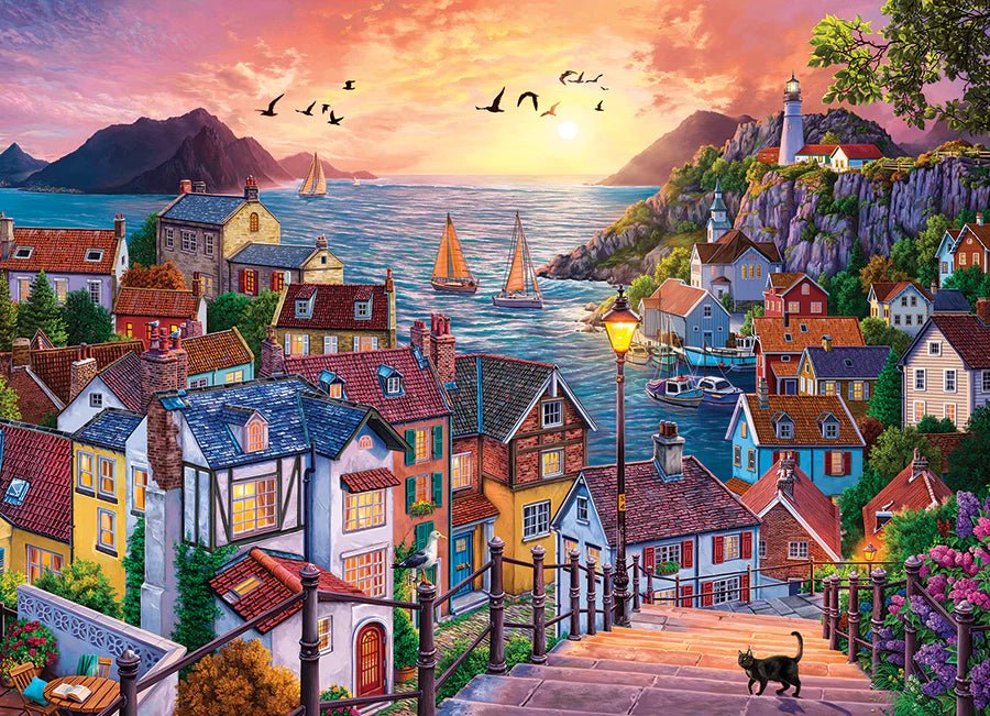 Coastal Town at Sunset 1000 Piece Jigsaw Puzzle | Cobble Hill - Jigsaw Puzzles - The Puzzle Center