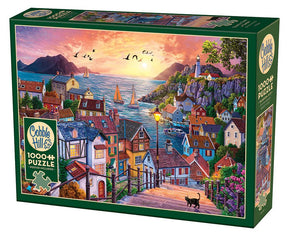 Coastal Town at Sunset 1000 Piece Jigsaw Puzzle | Cobble Hill - Jigsaw Puzzles - The Puzzle Center