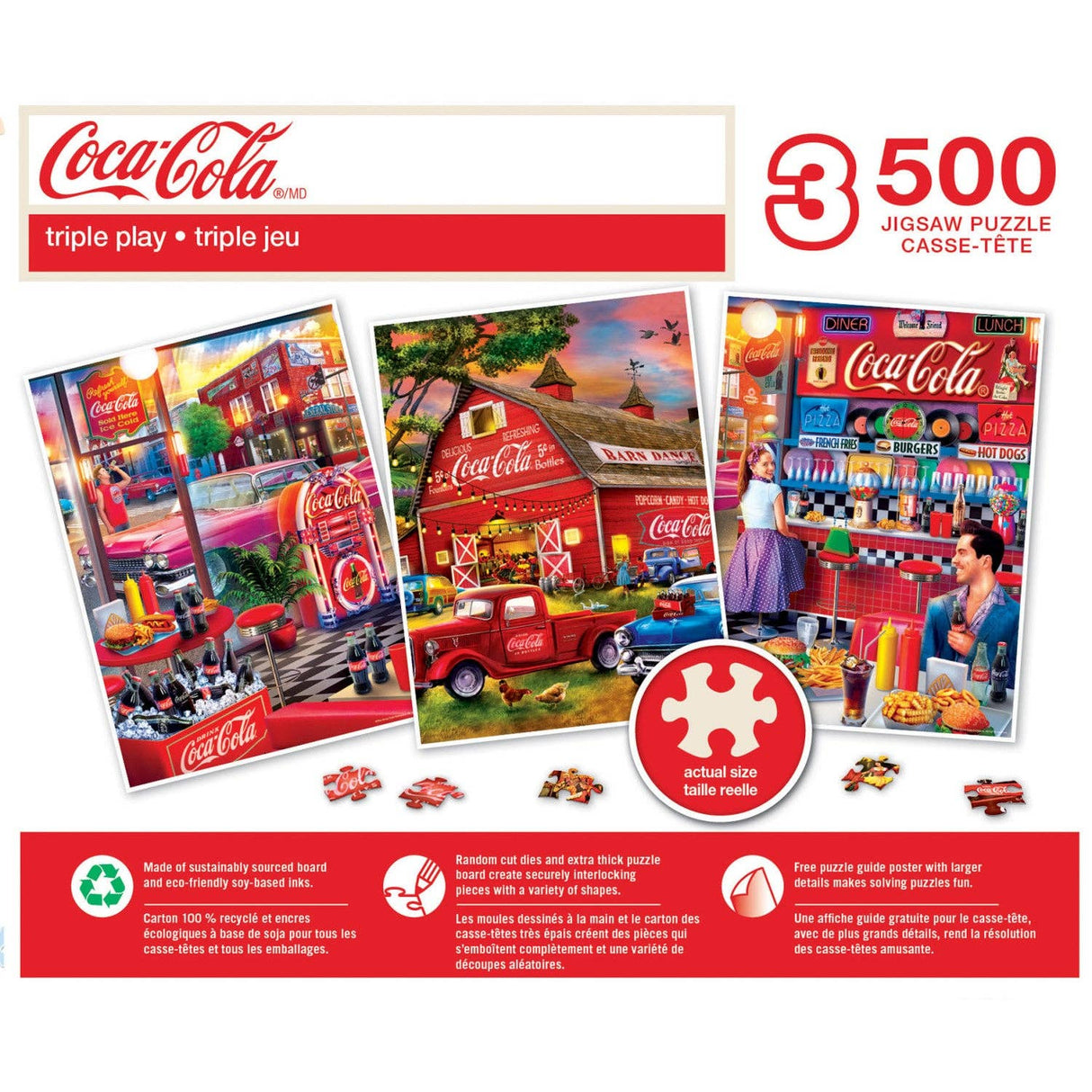 Coca - Cola - 500 Piece Jigsaw Puzzles 3 Pack by Masterpieces Puzzles - Masterpieces Puzzles - Jigsaw Puzzles - The Puzzle Center