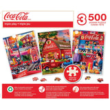 Coca - Cola - 500 Piece Jigsaw Puzzles 3 Pack by Masterpieces Puzzles - Masterpieces Puzzles - Jigsaw Puzzles - The Puzzle Center
