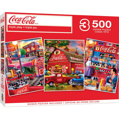 Coca - Cola - 500 Piece Jigsaw Puzzles 3 Pack by Masterpieces Puzzles - Masterpieces Puzzles - Jigsaw Puzzles - The Puzzle Center