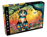 Colorful Striped Cat 1000 Piece Jigsaw Puzzle | JaCaRou Puzzles - Jigsaw Puzzles - The Puzzle Center