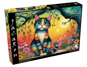 Colorful Striped Cat 1000 Piece Jigsaw Puzzle | JaCaRou Puzzles - Jigsaw Puzzles - The Puzzle Center