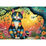 Colorful Striped Cat 1000 Piece Jigsaw Puzzle | JaCaRou Puzzles - Jigsaw Puzzles - The Puzzle Center