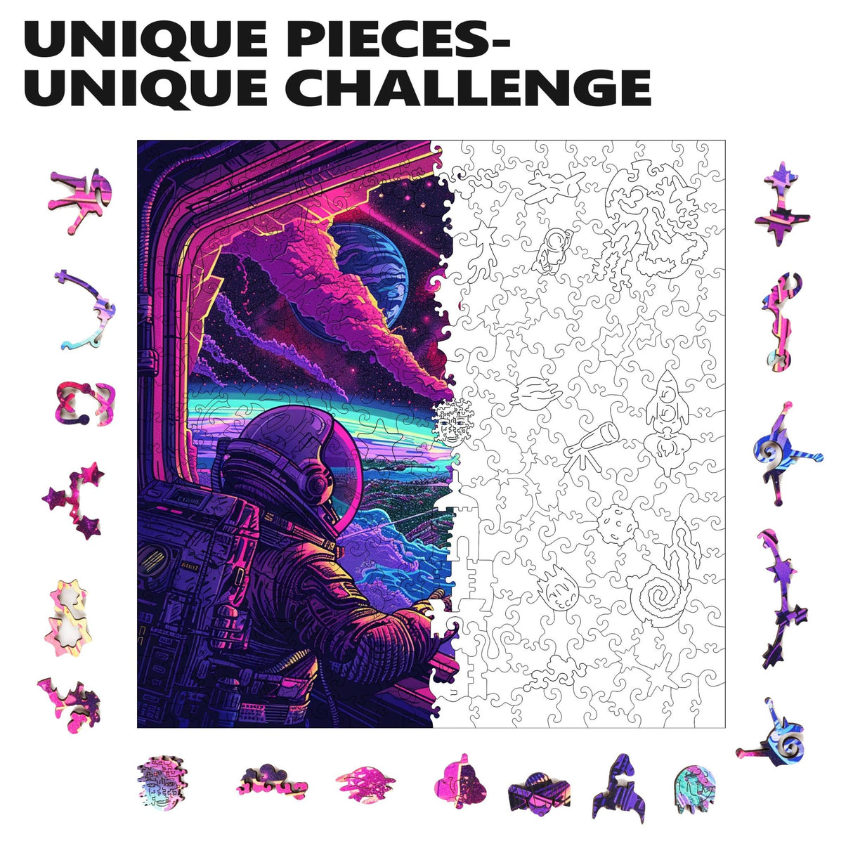 Cosmic Collision 300 Piece Wooden Jigsaw Puzzle | Trippy Puzzle Co - Jigsaw Puzzles - The Puzzle Center