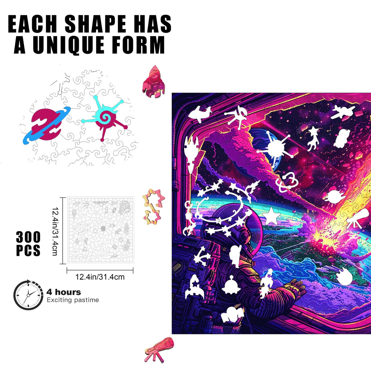 Cosmic Collision 300 Piece Wooden Jigsaw Puzzle | Trippy Puzzle Co - Jigsaw Puzzles - The Puzzle Center