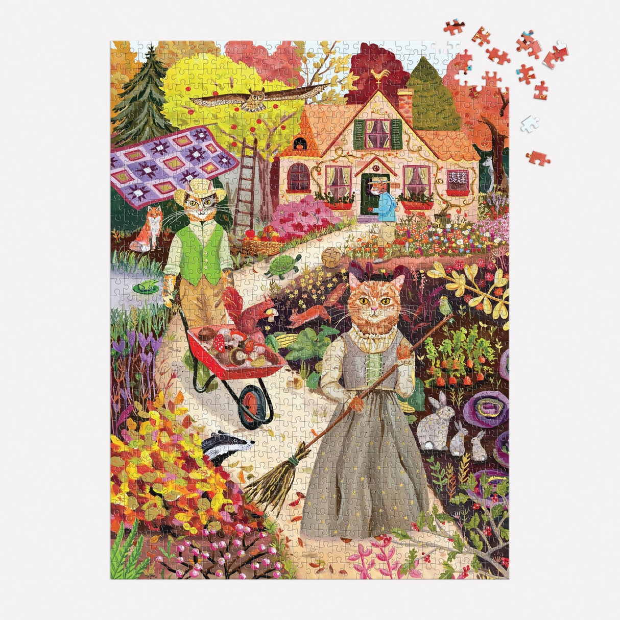 Cottage Cats 1000 Piece Foil Jigsaw Puzzle | Galison