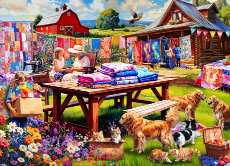 Country Quilts 1000 Piece Jigsaw Puzzle | Vermont Christmas Co - Jigsaw Puzzles - The Puzzle Center