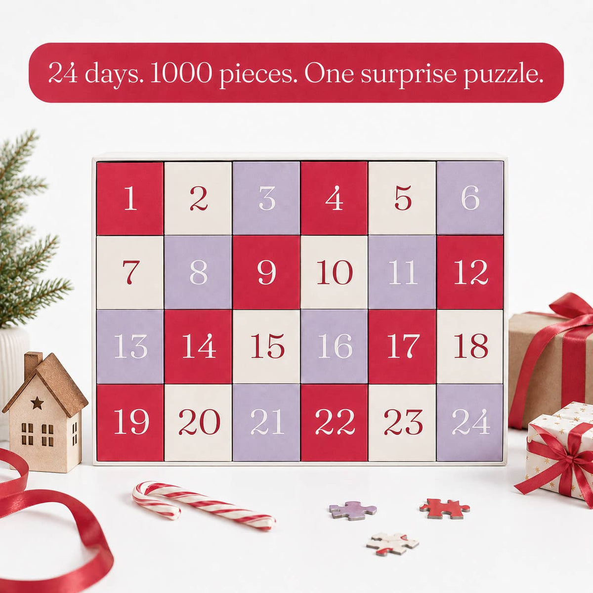 Deck the Halls Advent Calendar 1000 Piece Jigsaw Puzzle | Cloudberries
