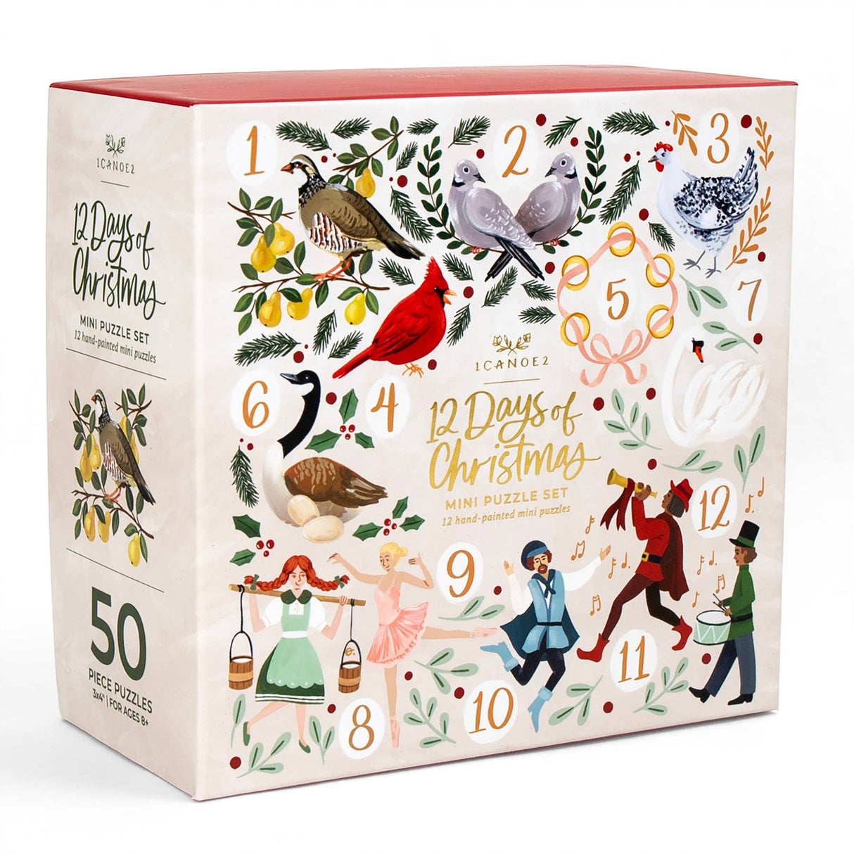 12 Days of Christmas Mini Jigsaw Puzzle Set, 50 Pieces Each | 1Canoe2