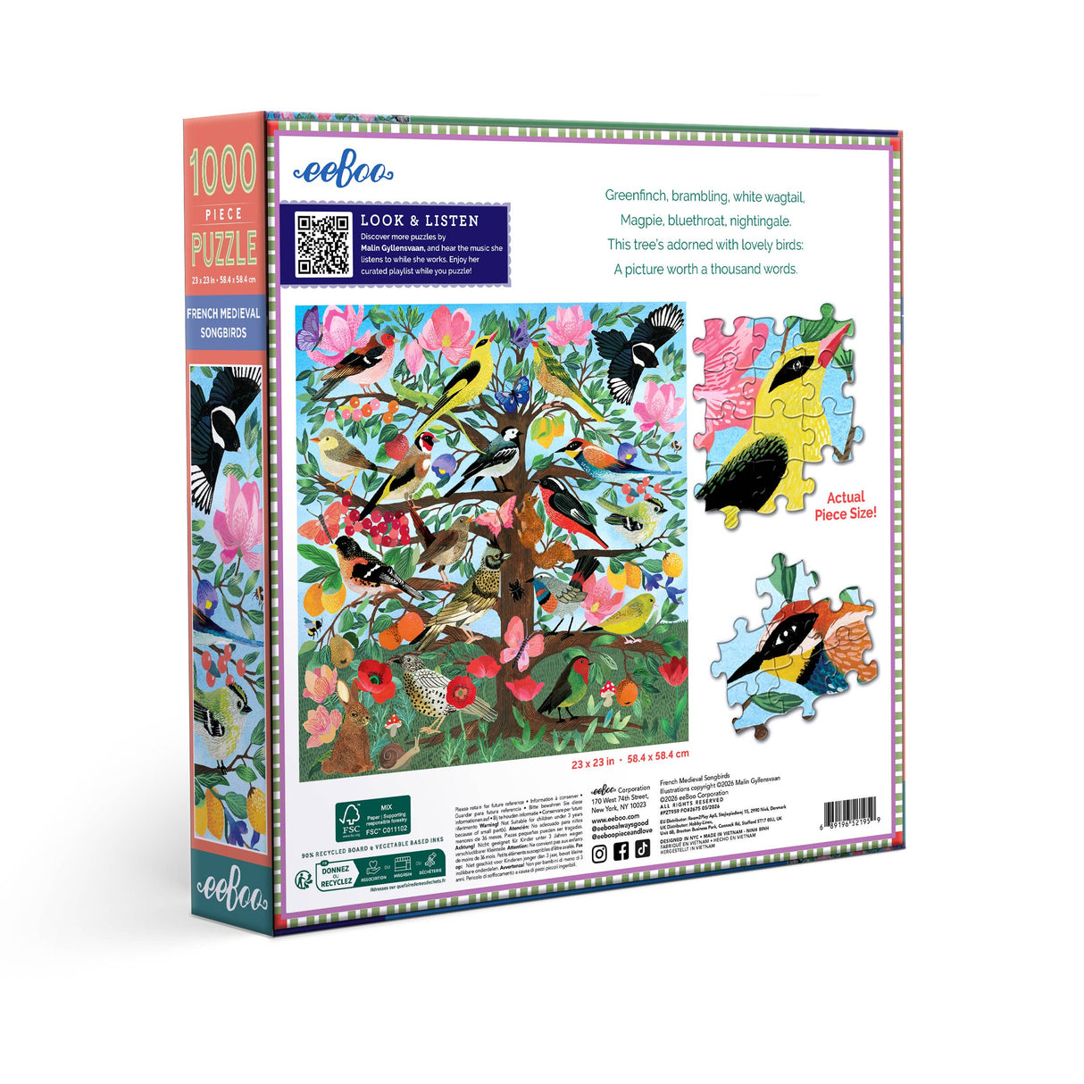 French Medieval Songbirds 1000 Piece Jigsaw Puzzle | eeBoo