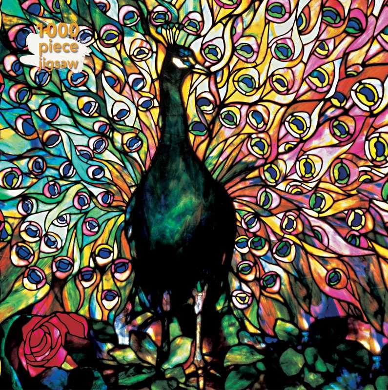 画材 Peacockesque Displaying Peacock 1000 Piece Puzzle by Flame Tree – Stained Glass