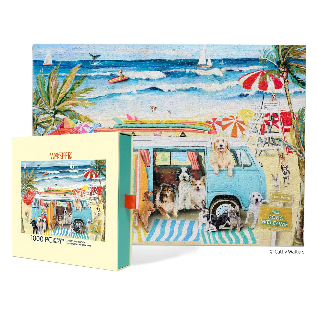 Doggie Surf School 1000 Piece Jigsaw Puzzle | WerkShoppe - Jigsaw Puzzle - The Puzzle Center