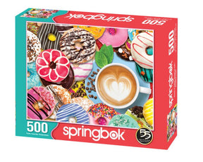 Donuts N' Coffee 500 Piece Jigsaw Puzzle by Springbok Puzzles - Springbok Puzzles - Jigsaw Puzzles - The Puzzle Center