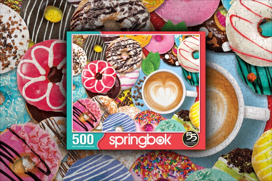 Donuts N' Coffee 500 Piece Jigsaw Puzzle by Springbok Puzzles - Springbok Puzzles - Jigsaw Puzzles - The Puzzle Center