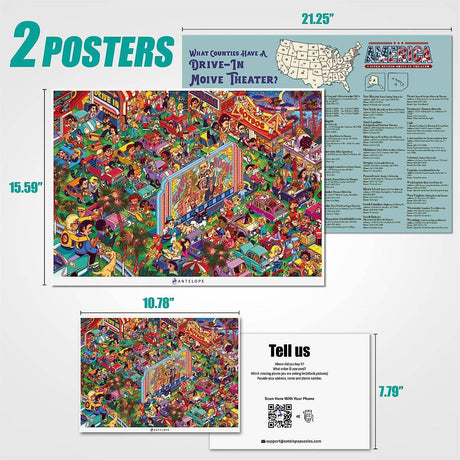 Drive-In Movie 1000 Piece Jigsaw Puzzle | Antelope Puzzle - Jigsaw Puzzles - The Puzzle Center