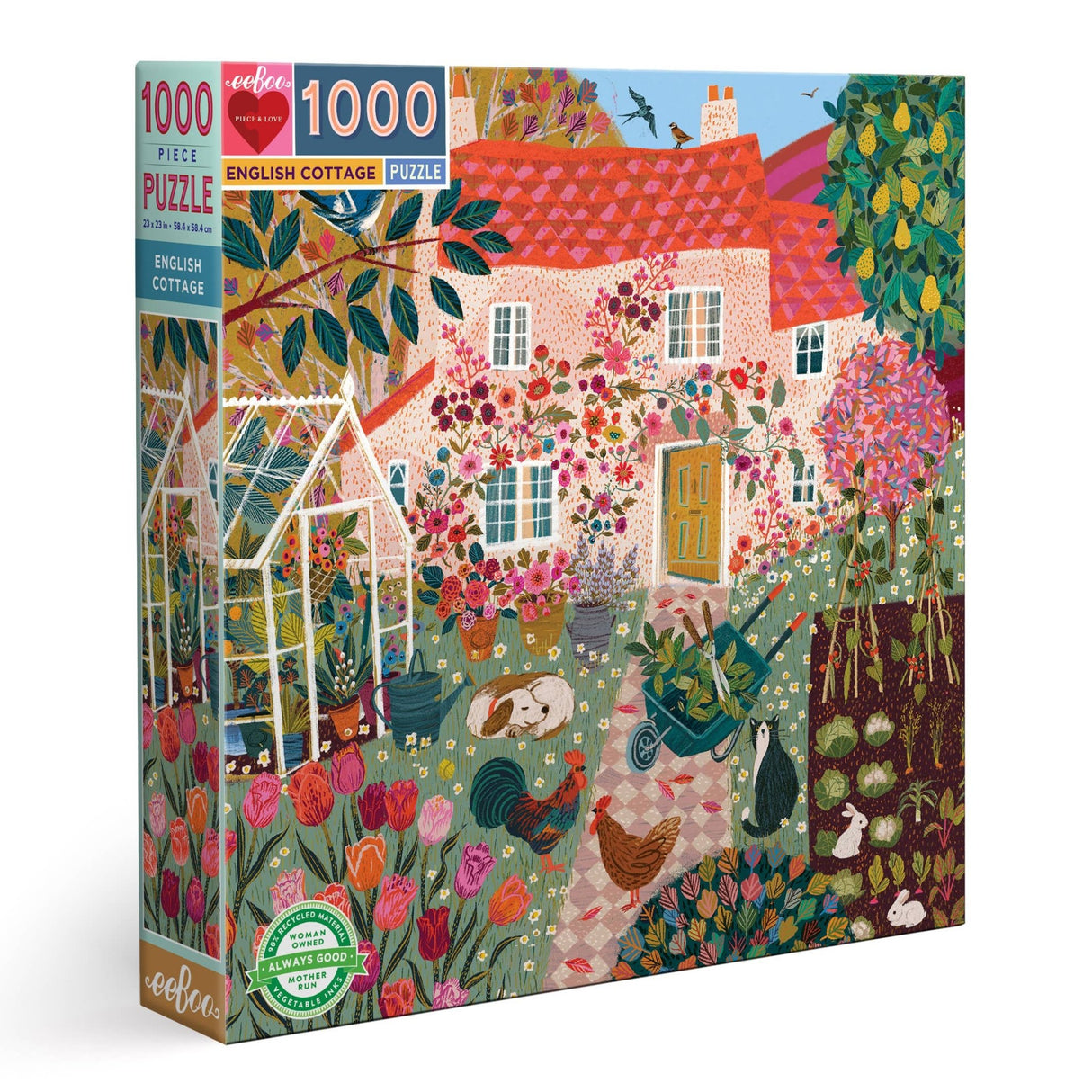 English Cottage 1000 Piece Jigsaw Puzzle | eeBoo - Jigsaw Puzzles - The Puzzle Center