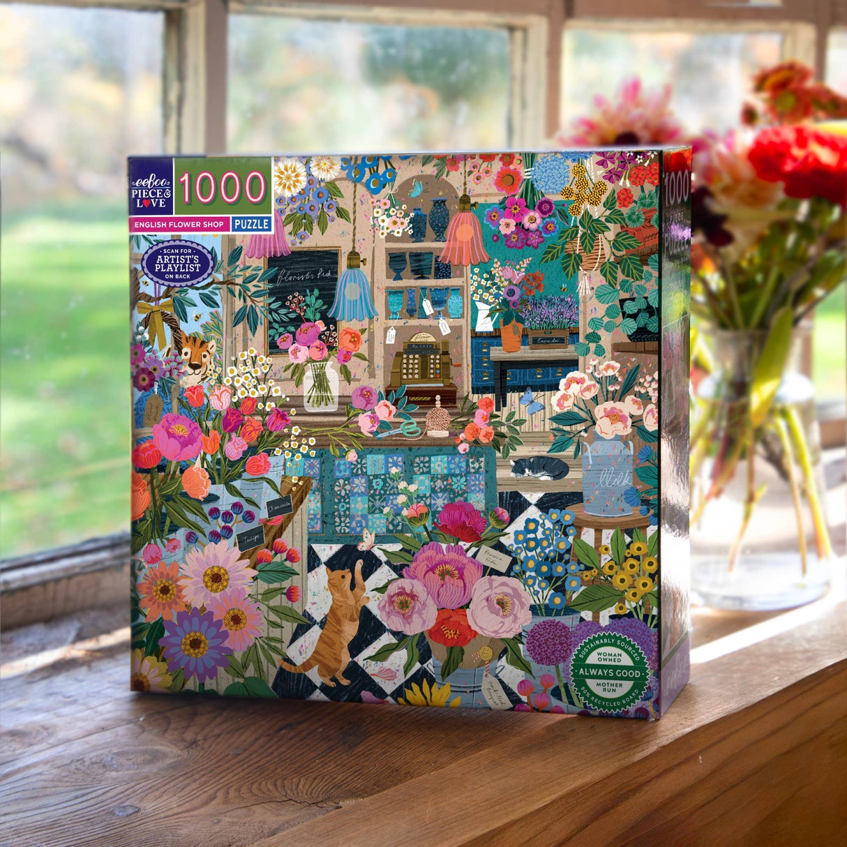 English Flower Shop 1000 Piece Jigsaw Puzzle | eeBoo - Jigsaw Puzzles - The Puzzle Center