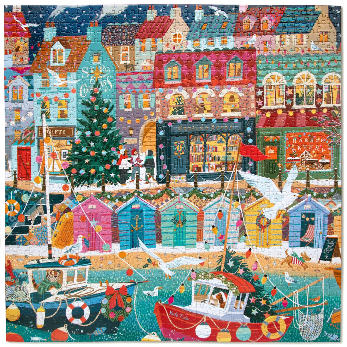 English Seaside Christmas 1000 Piece Jigsaw Puzzle | eeBoo - Jigsaw Puzzles - The Puzzle Center