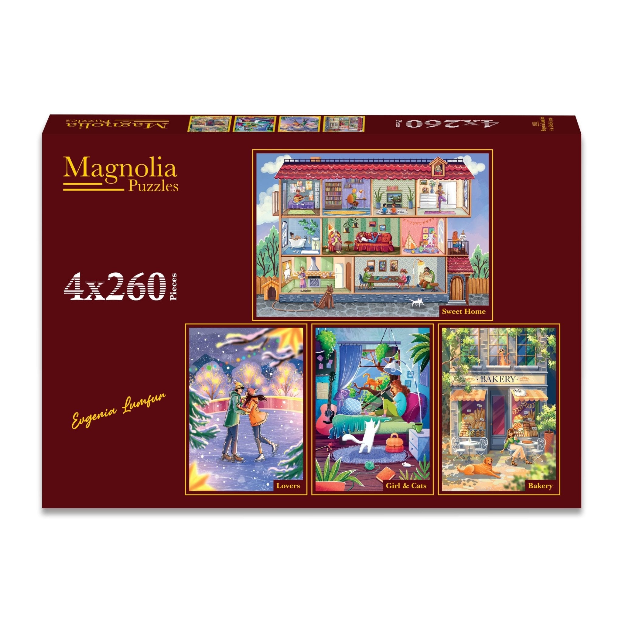 Evgenia Lumfur 4x260 Piece Puzzles | Magnolia – The Puzzle Center