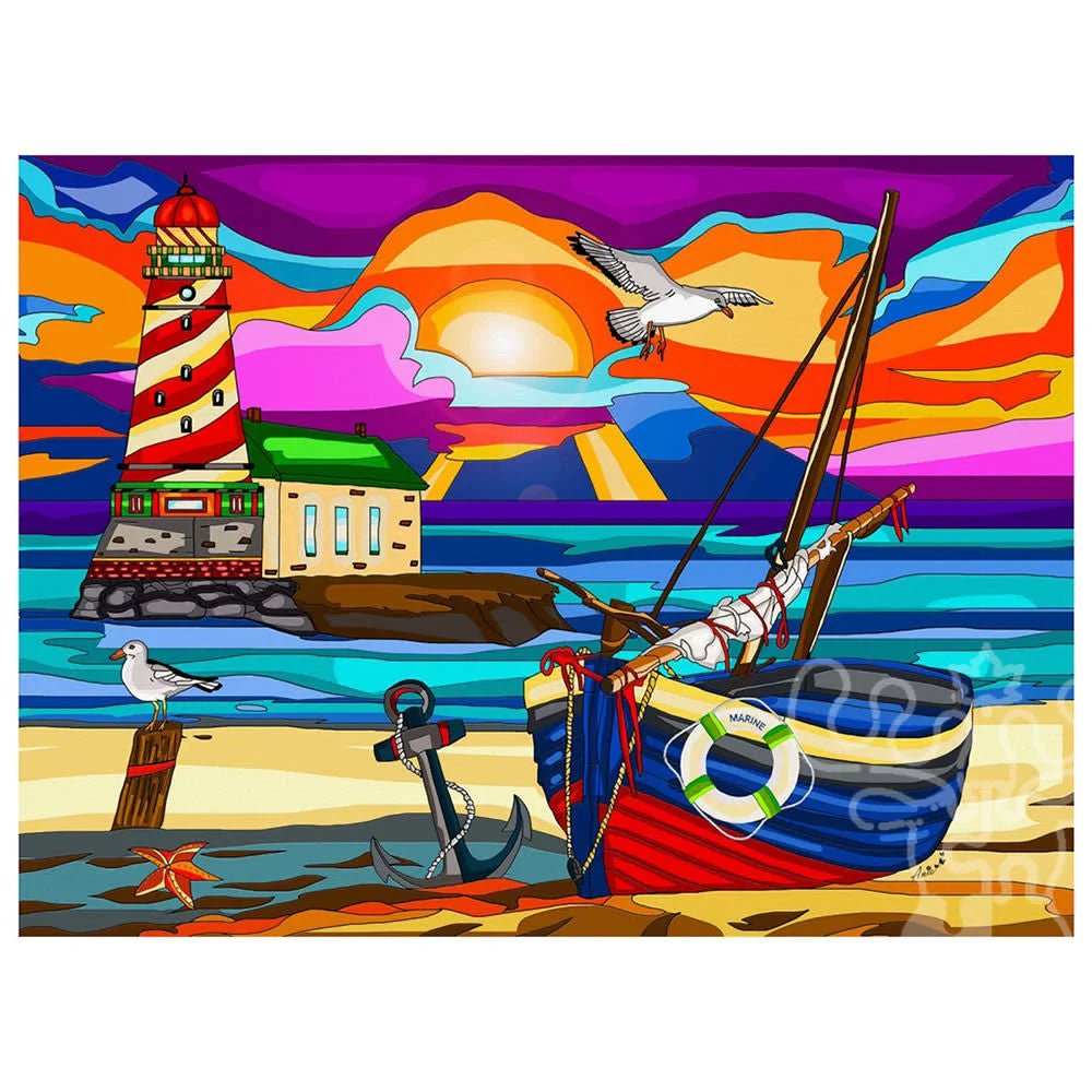 Far Away Lighthouse 1000 Piece Jigsaw Puzzle | JaCaRou Puzzles - JaCaRou Puzzles Inc. - Jigsaw Puzzles - The Puzzle Center
