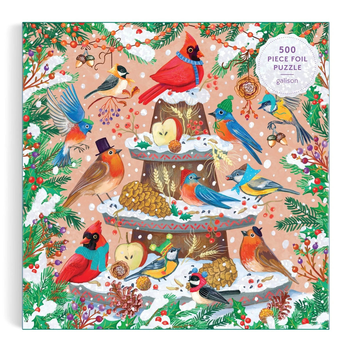 Festive Feathers 500 Piece Foil Jigsaw Puzzle | Galison - Jigsaw Puzzles - The Puzzle Center